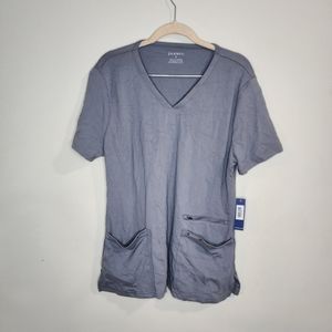 NWOT Januu Grey Short Sleeve Medical Work Women Large Scrub Top